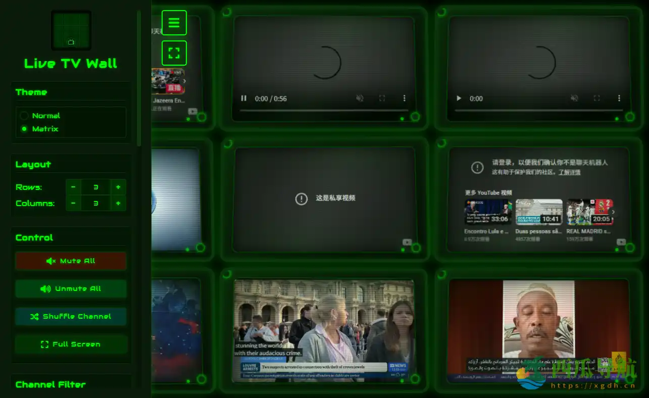 全球4659个电视频道一屏尽览:Live TV Wall
