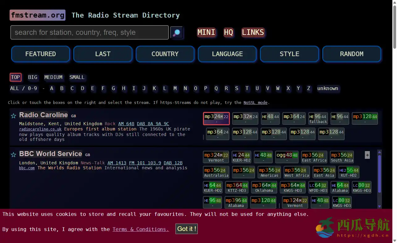 全球广播电台一站式收听目录:FMSTREAM