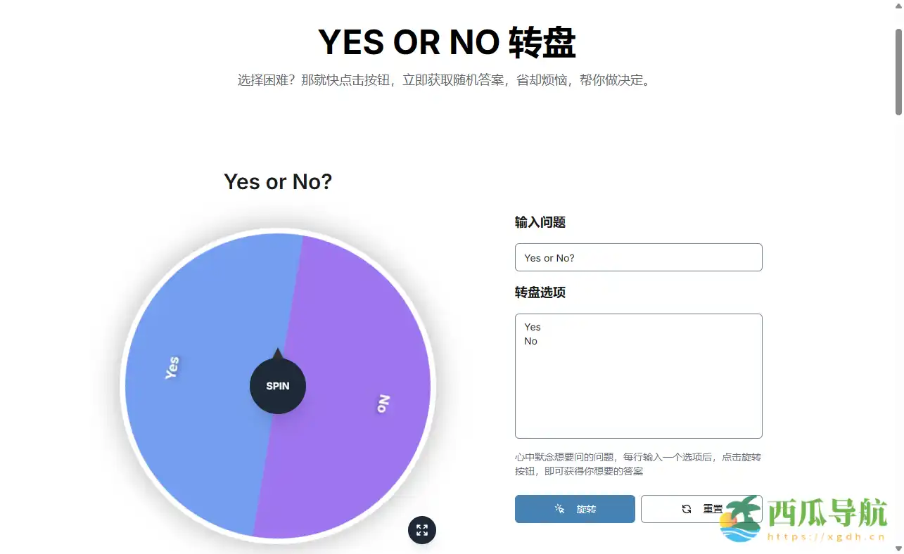 在线随机决策与趣味互动工具:YES OR NO Wheel