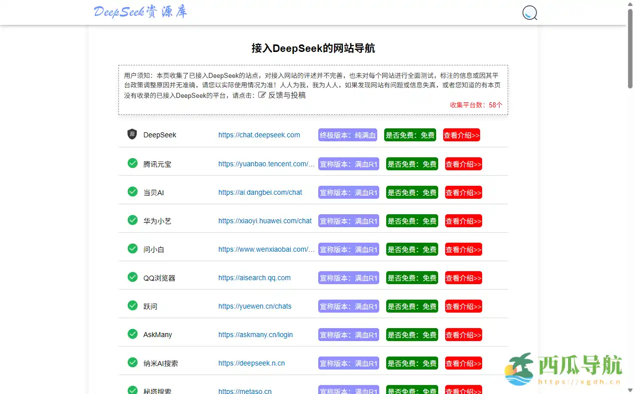 免费收录DeepSeek接入站点信息的实用导航合集:接入DeepSeek的网站导航