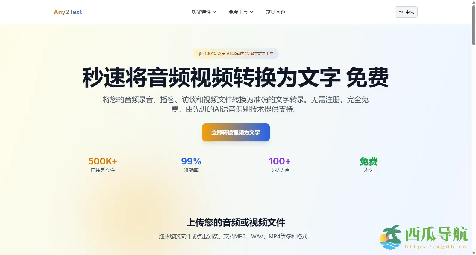 免费 AI 音视频转文字工具:Any2Text