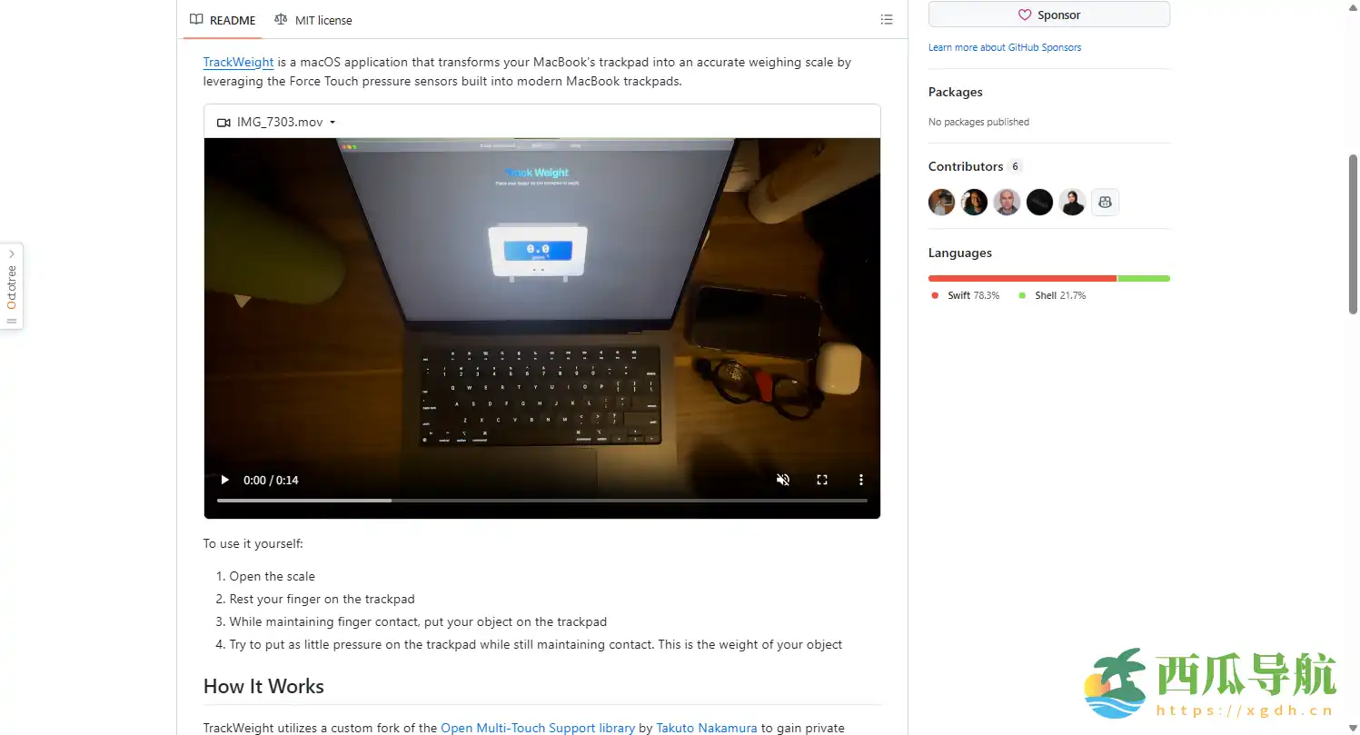 MacBook 触控板秒变数字秤:TrackWeight 精准压力测量工具