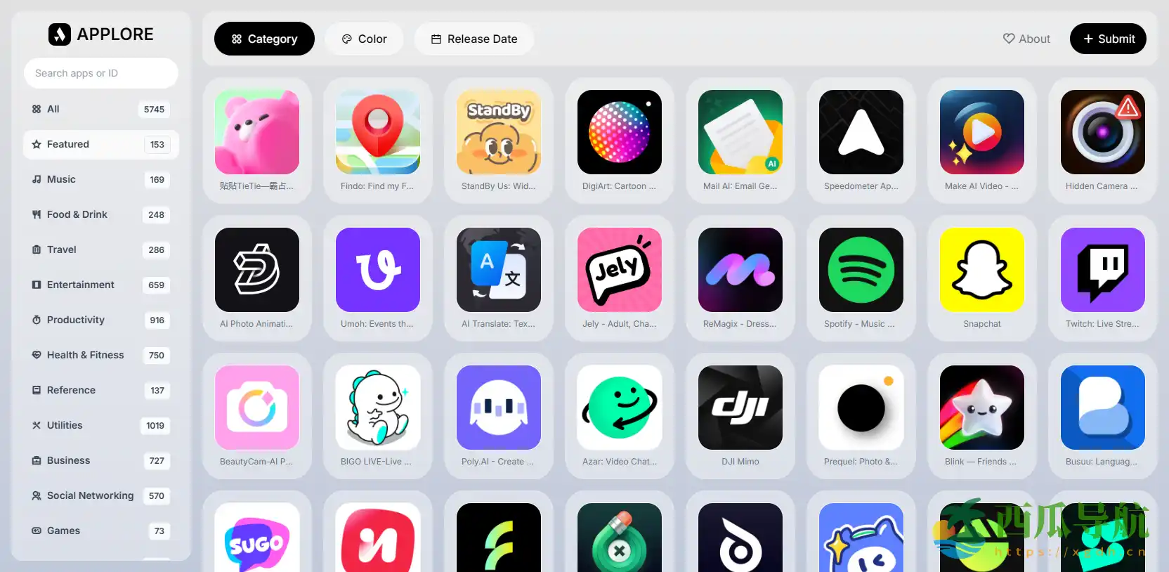 一站式应用图标灵感与配色分析平台:APPLORE