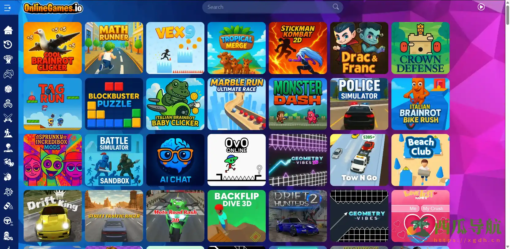 免费即点即玩的多类型在线游戏平台:Online Games.io