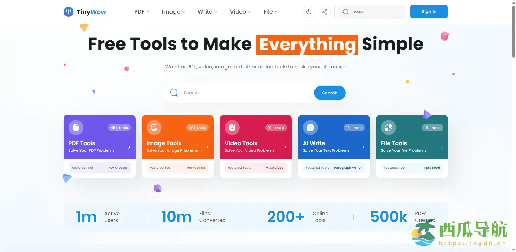 免费一站式AI工具平台:TinyWow,涵盖PDF、图像、视频与写作功能