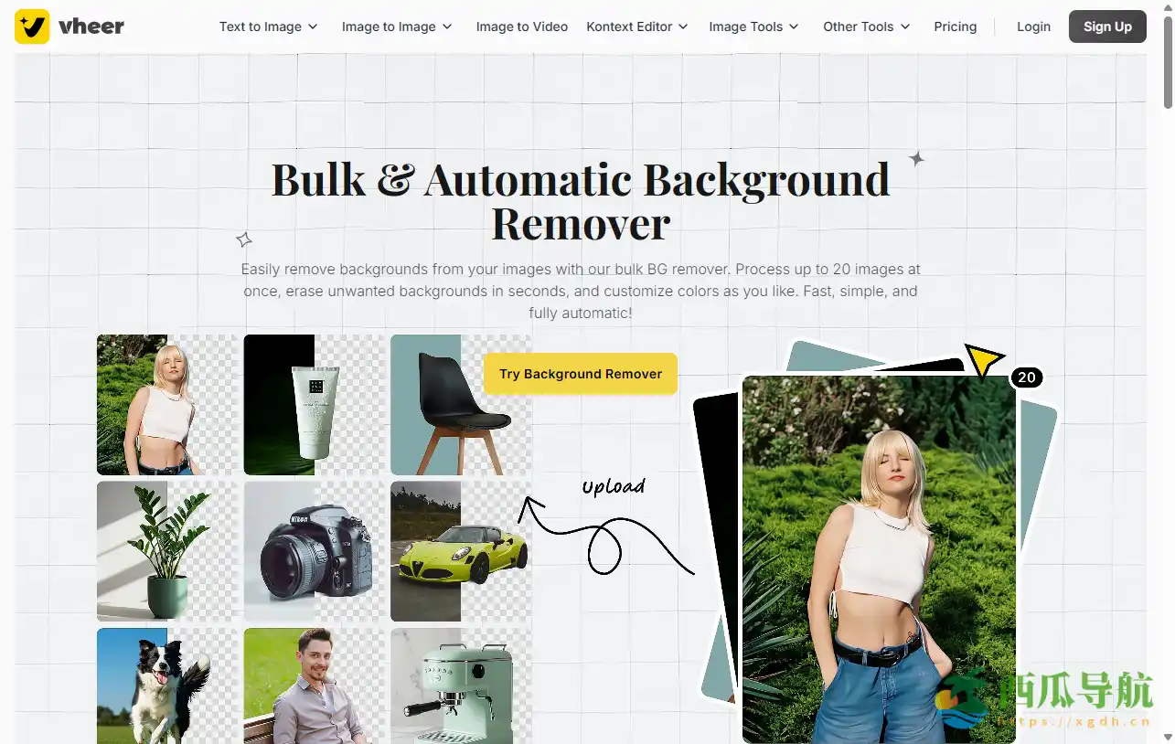 一键批量AI去背景工具:Background Remover by Vheer