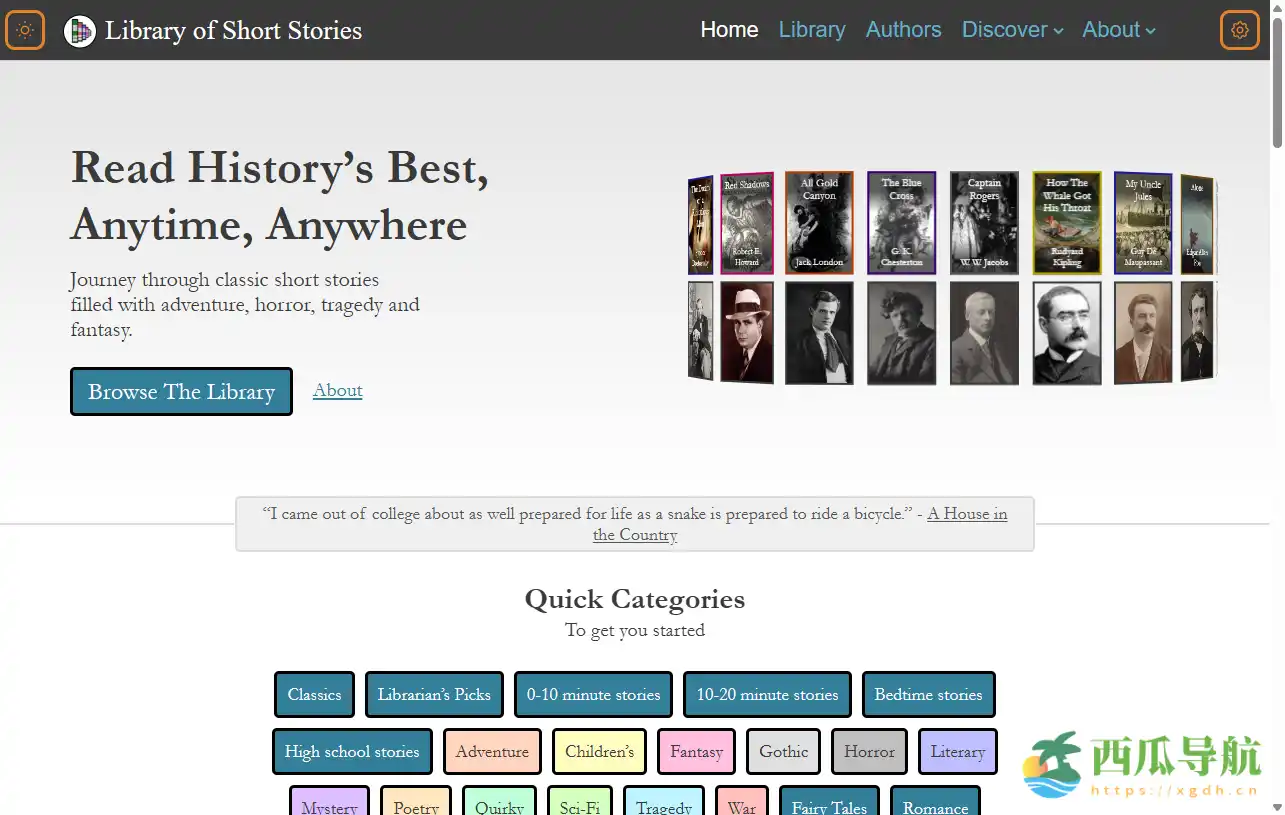 免费阅读与下载经典短篇小说的公共领域图书馆:Library of Short Stories