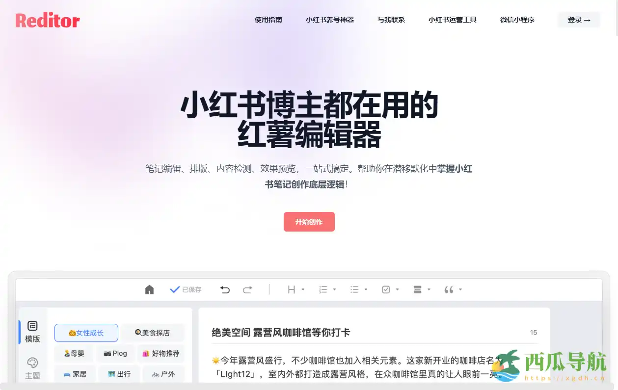 一站式小红书AI笔记创作与检测平台:红薯编辑器(Reditor)