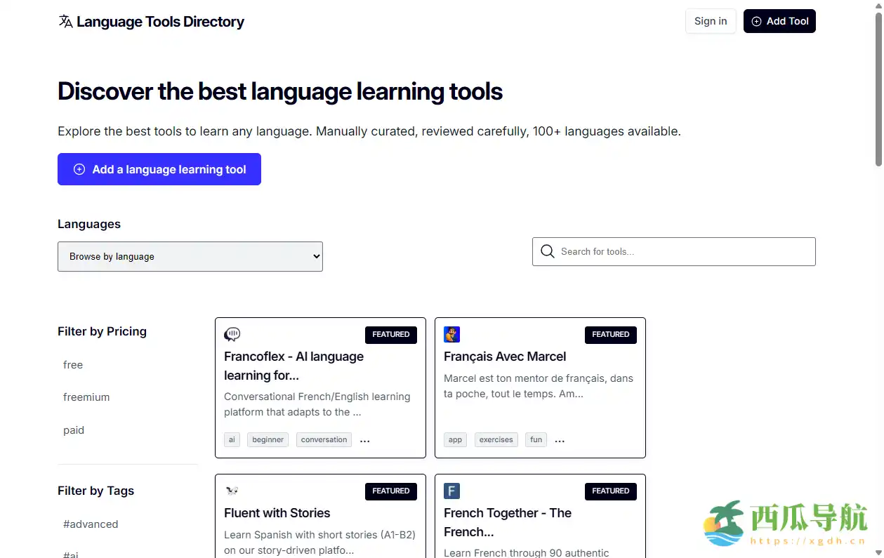 汇集手动精选语言学习工具的发现平台:Language Tools Directory 一站式查找与筛选