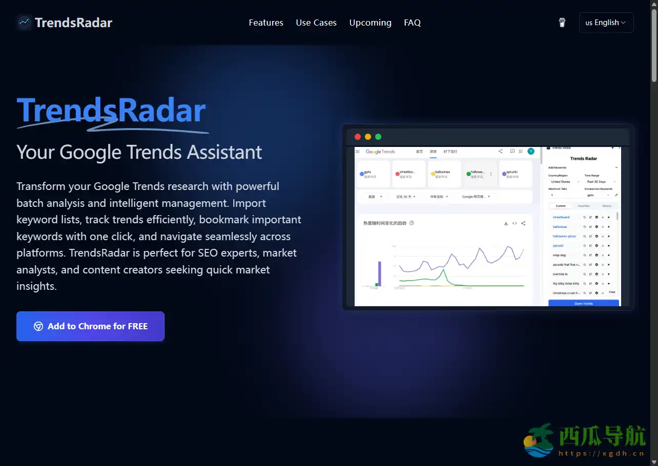 免费高效的 Google Trends 关键词分析助手：Trends Radar