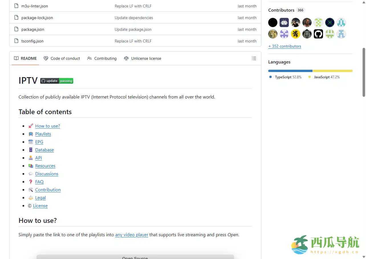 全球免费电视直播源收录与分类平台：iptv-org