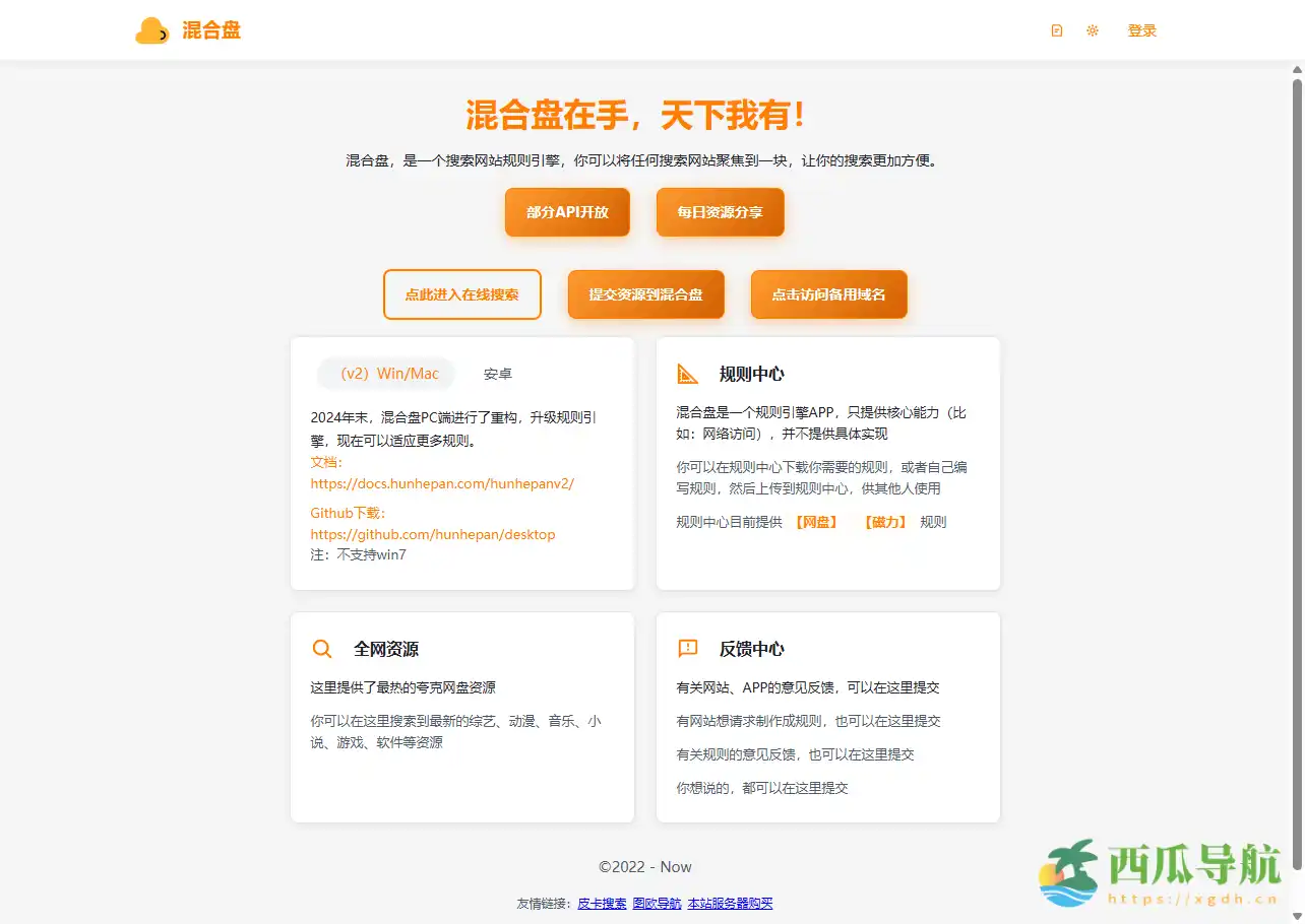 全网聚合资源搜索引擎与规则平台：混合盘