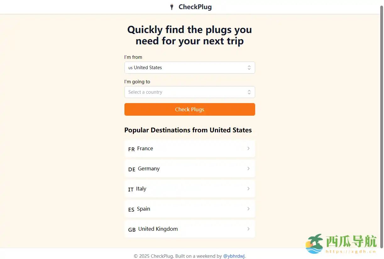 全球旅行插头查询工具：CheckPlug