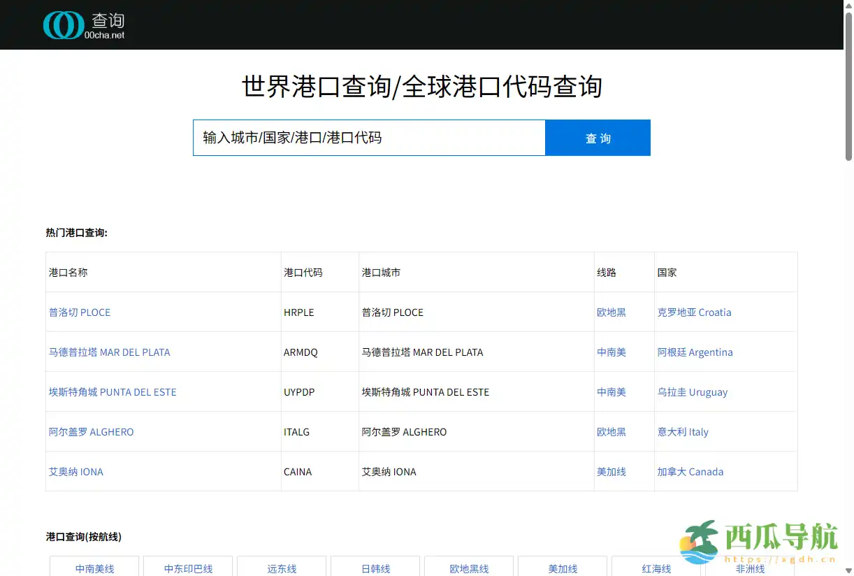 全球港口信息查询工具：世界港口查询