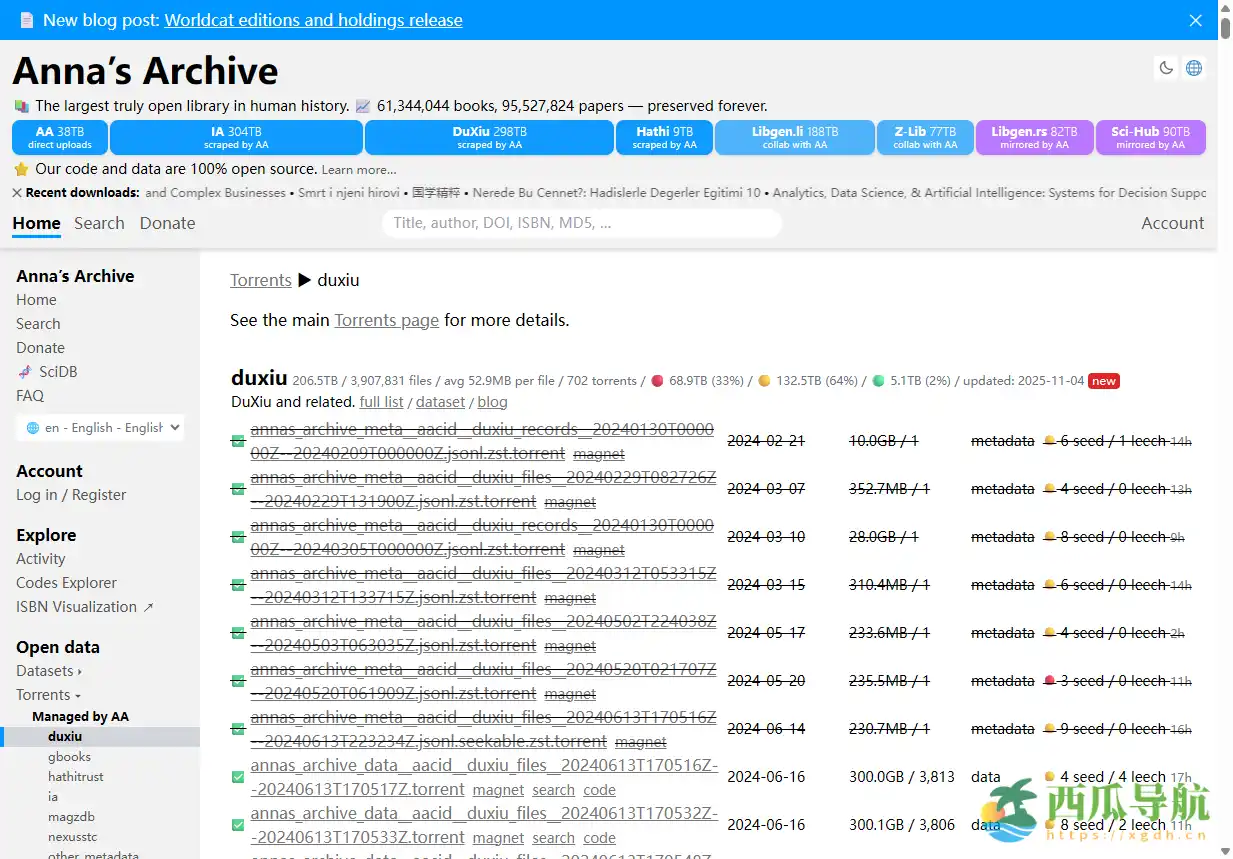大规模文献资源合集：Anna’s Archive 安娜的档案