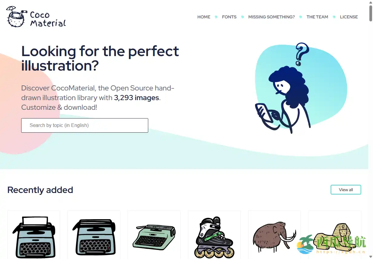 高质量开源手绘插图库：CocoMaterial 在线素材平台