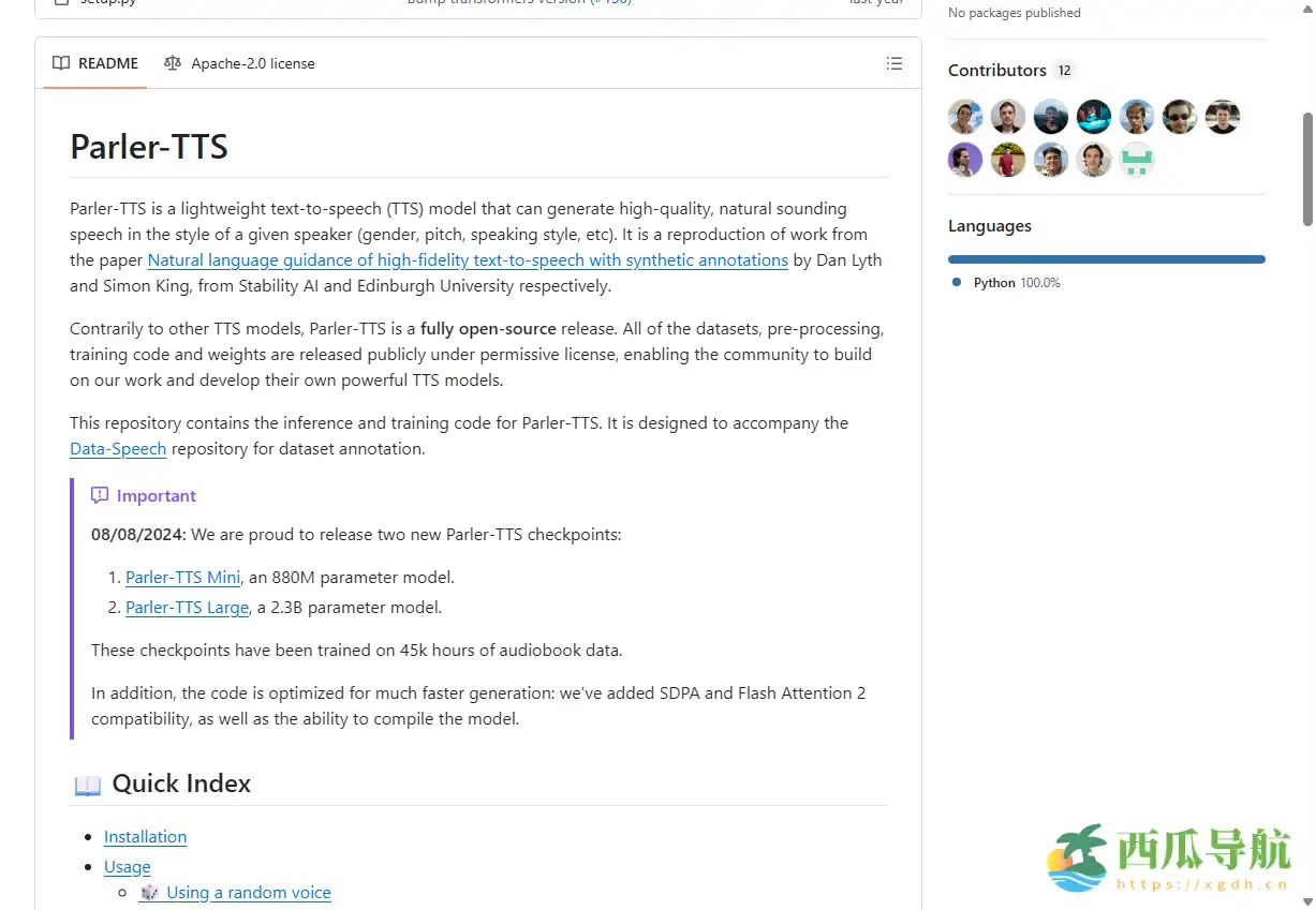 高质量开源文本转语音工具：Parler TTS