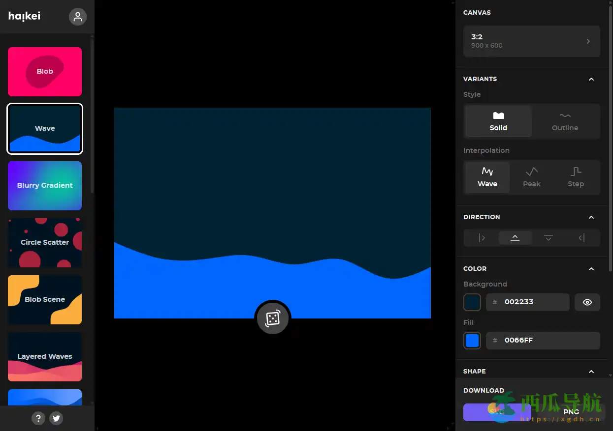 在线SVG和PNG背景生成工具：Haikei
