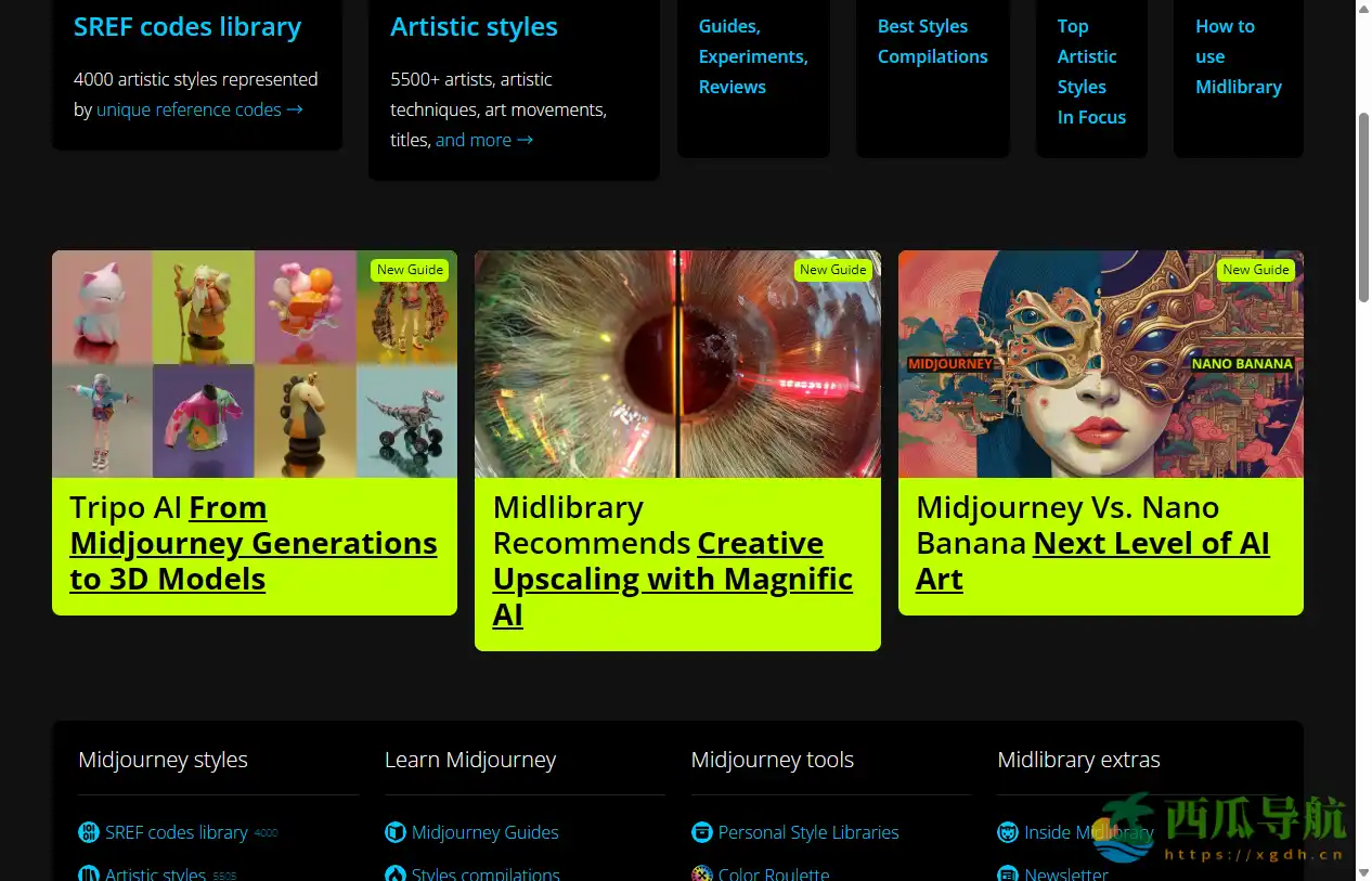 Midjourney AI 图像参考与作品集平台：Midlibrary
