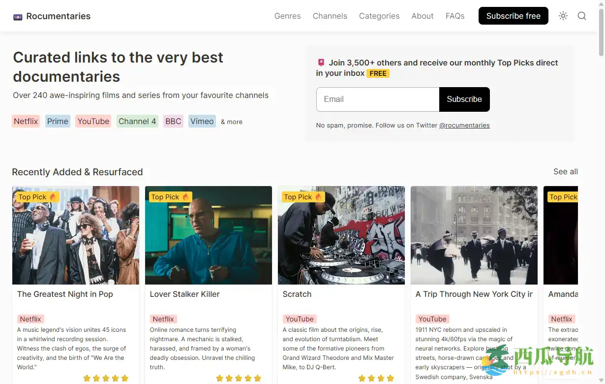 全球精选纪录片汇总平台：Rocumentaries