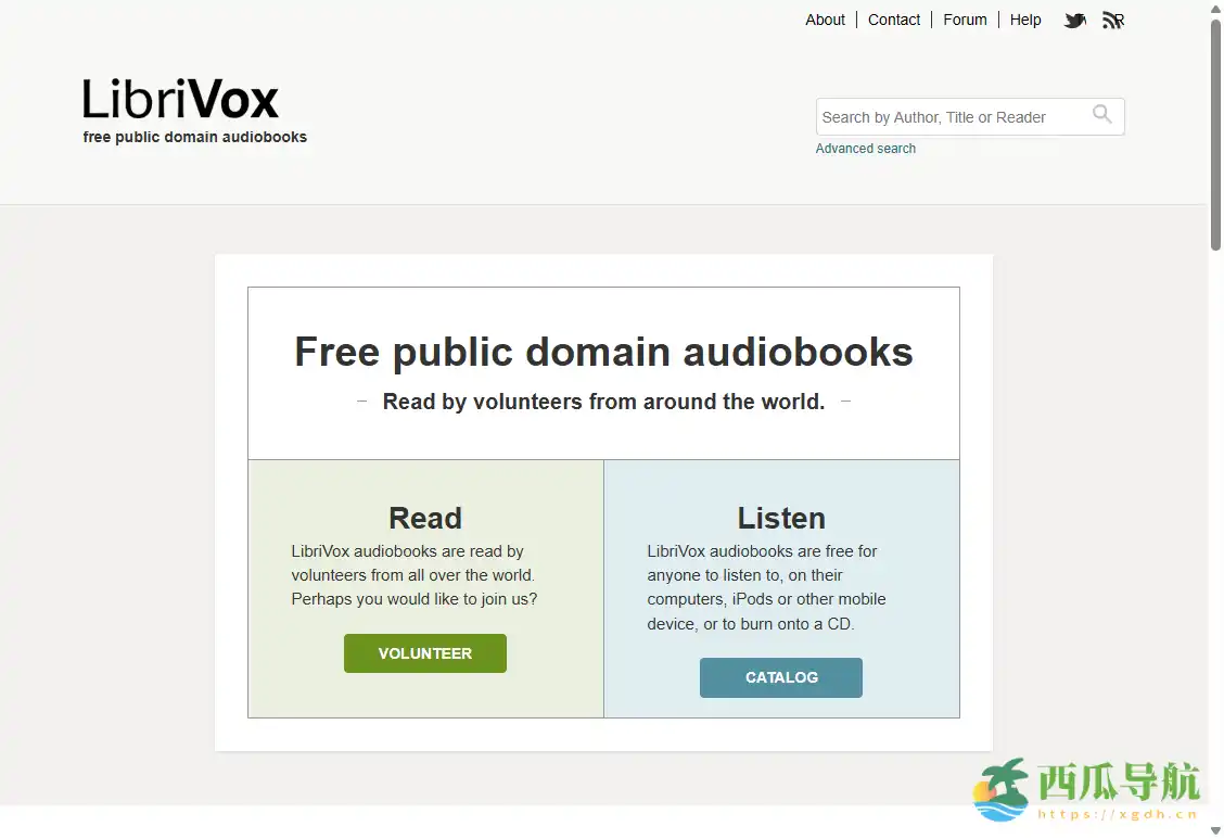 免费公有领域有声书平台：LibriVox