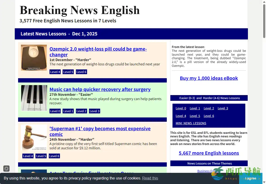 分级新闻英语学习平台：Breaking News English