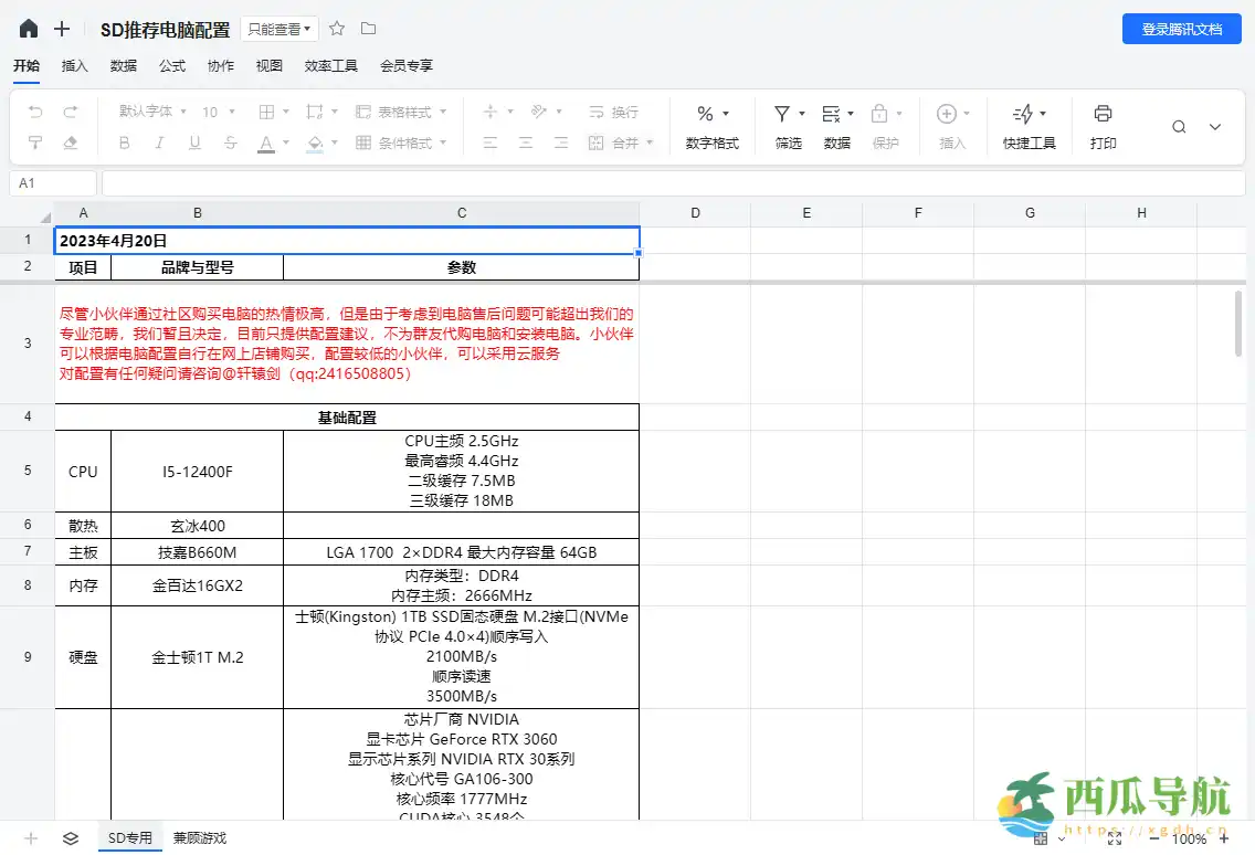 适合Stable Diffusion的电脑配置参考表：Stable Diffusion推荐电脑配置表