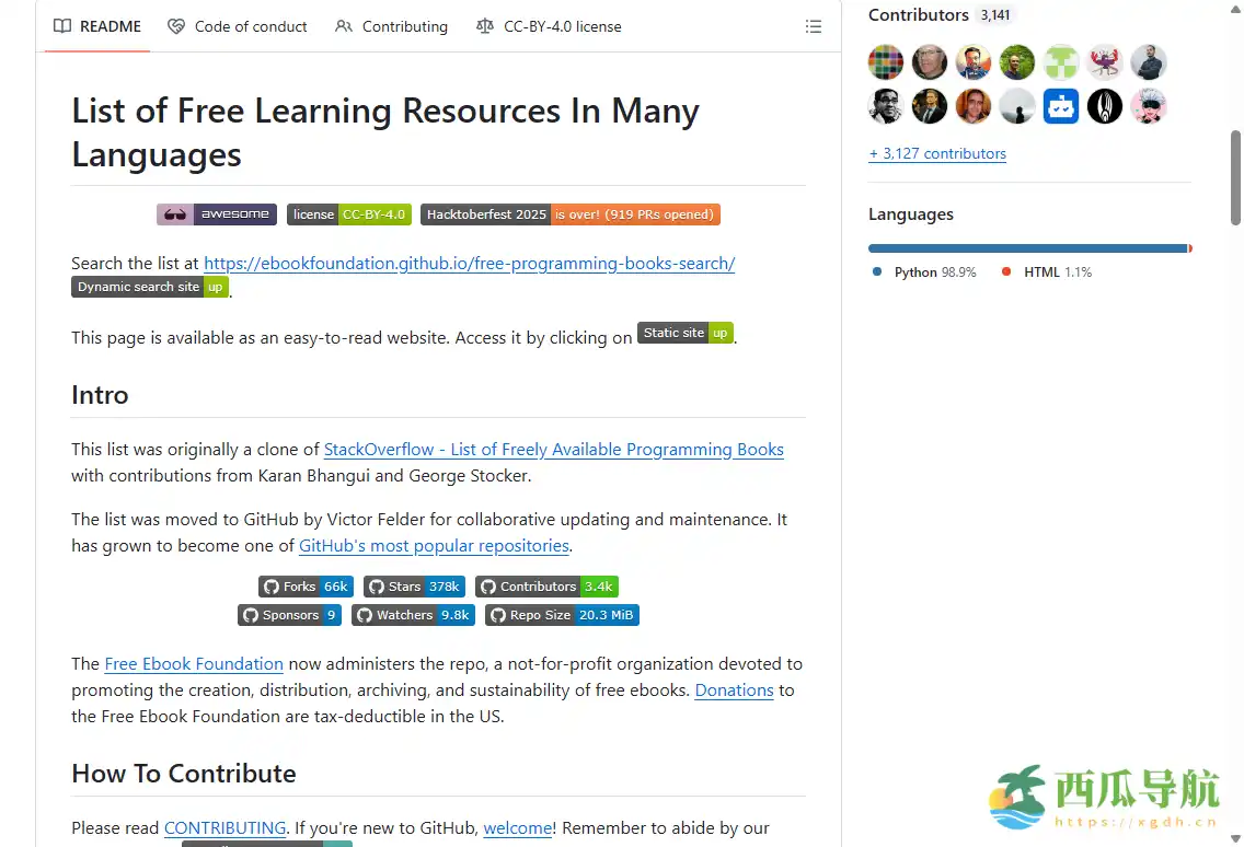 多语言分类清晰的免费编程电子书资源库：free-programming-books
