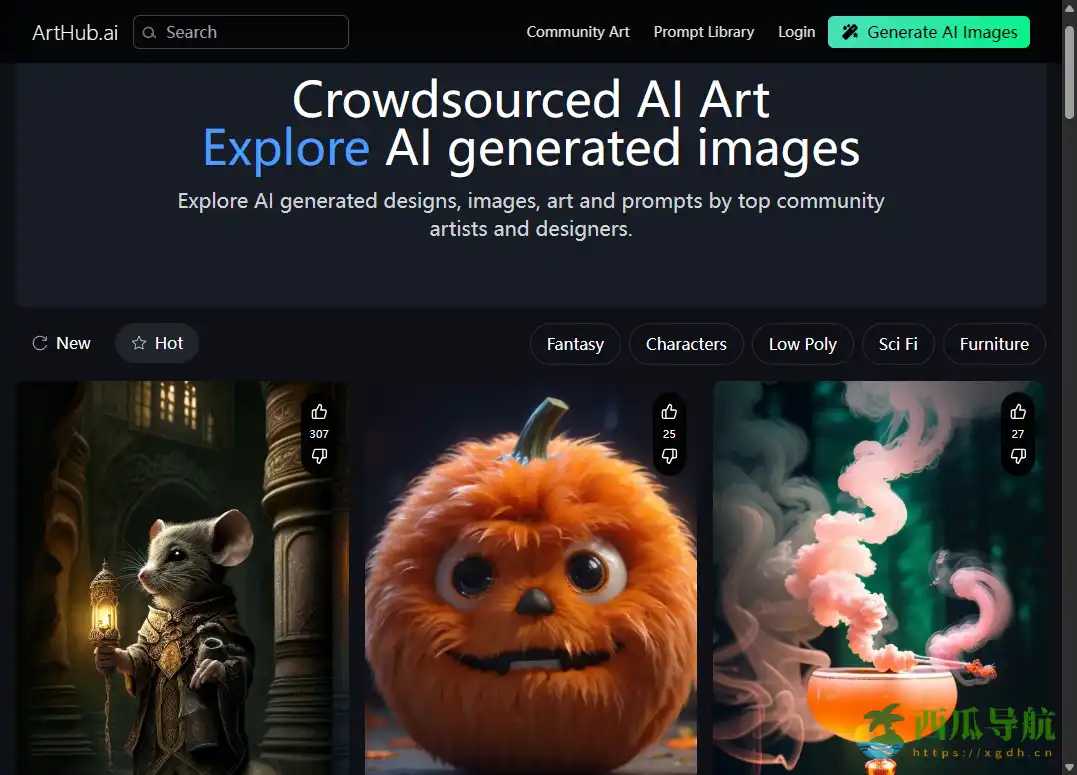 提供模型关键词与在线 AI 绘画生成功能的创意探索平台：Arthub AI