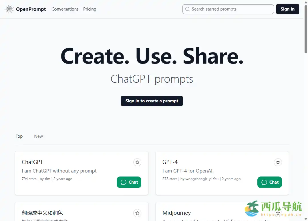 在线实用 ChatGPT 提示平台：Open Prompt