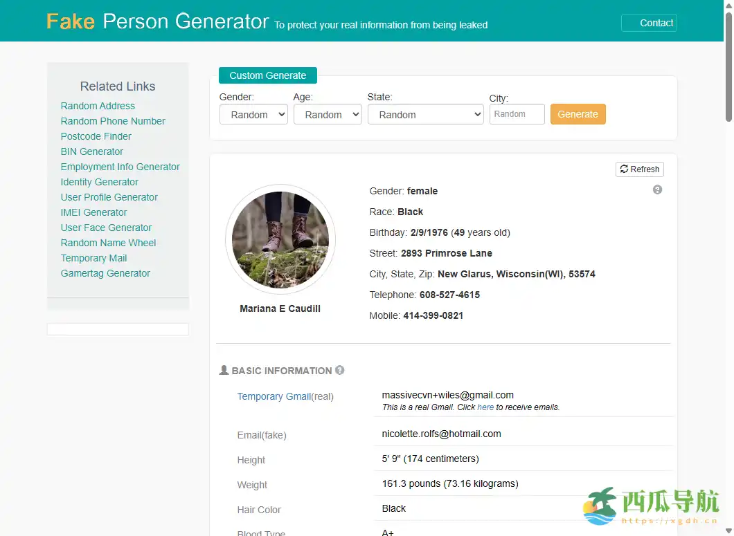 用于测试与信息填充的虚拟身份生成工具：Fake Person Generator