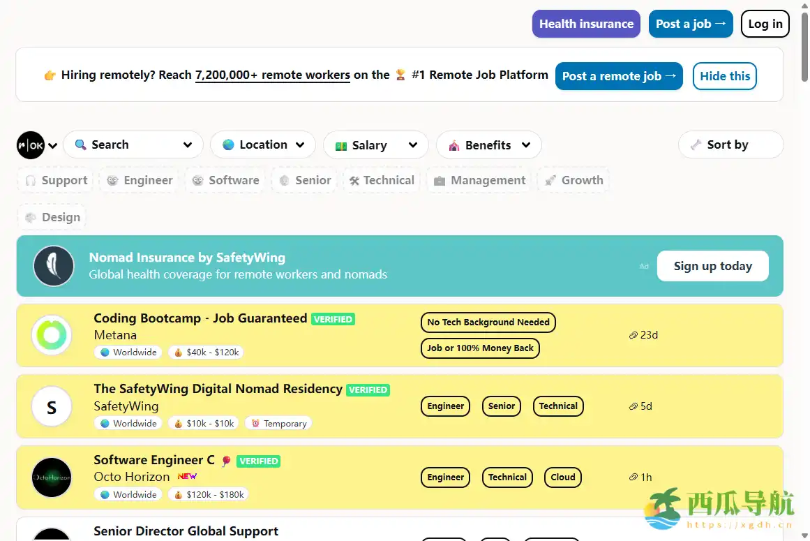 全球远程工作招聘信息平台：Remoteok