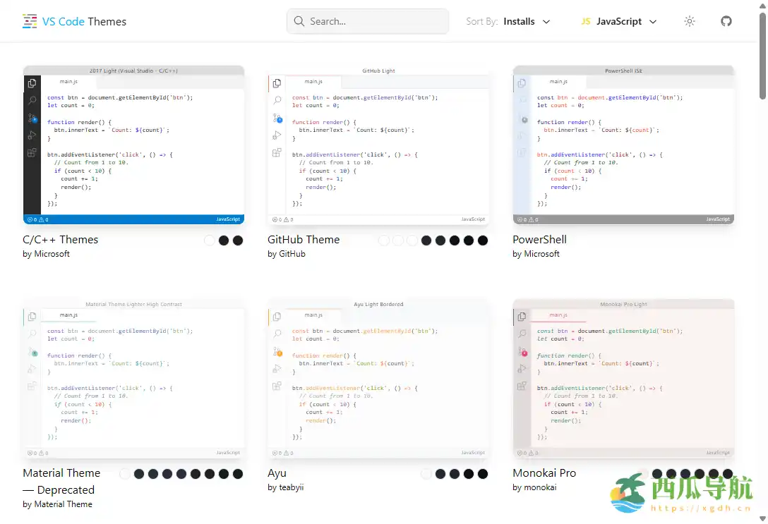 丰富编程主题下载平台：VS Code Themes