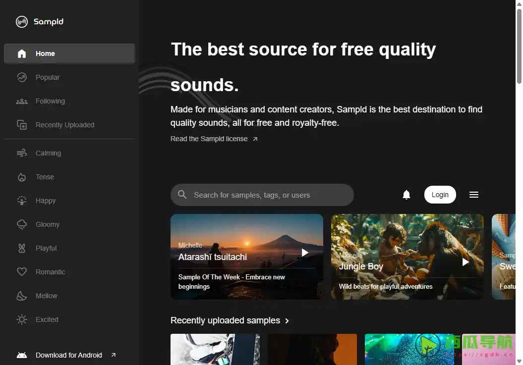 免费无版权可商用音乐素材下载平台：Sampld