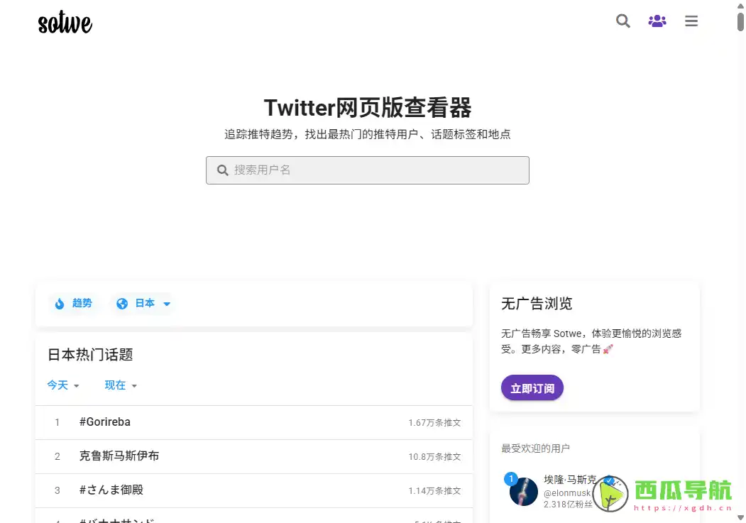 Twitter 趋势与内容分析工具：sotwe-推特网络查看器