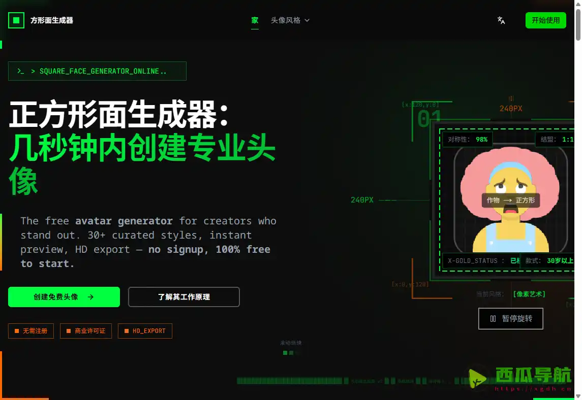AI 方形头像生成工具：Square Face Generator 提供趣味个性头像