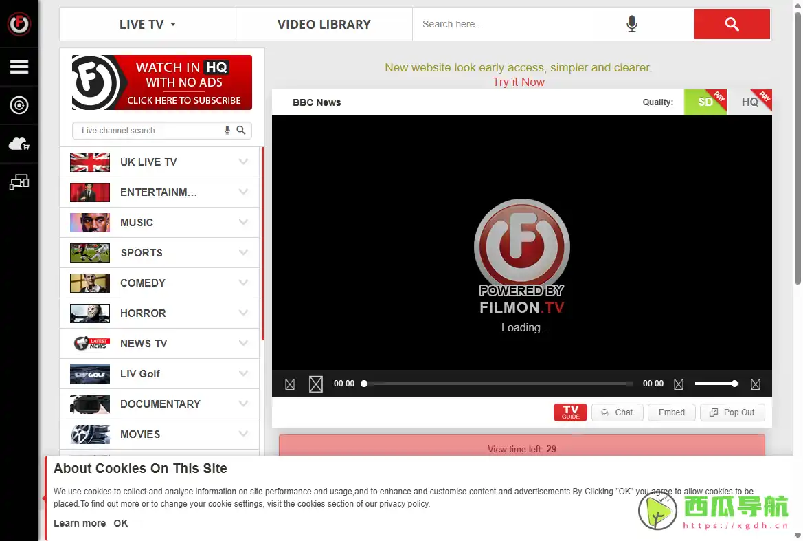 全球在线直播与点播平台：Filmon 电视直播与电影流媒体