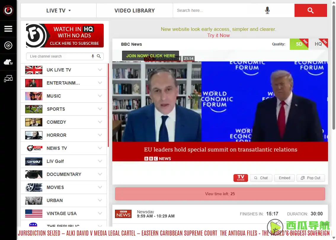 全球在线直播与点播平台：Filmon 电视直播电影与社会电视