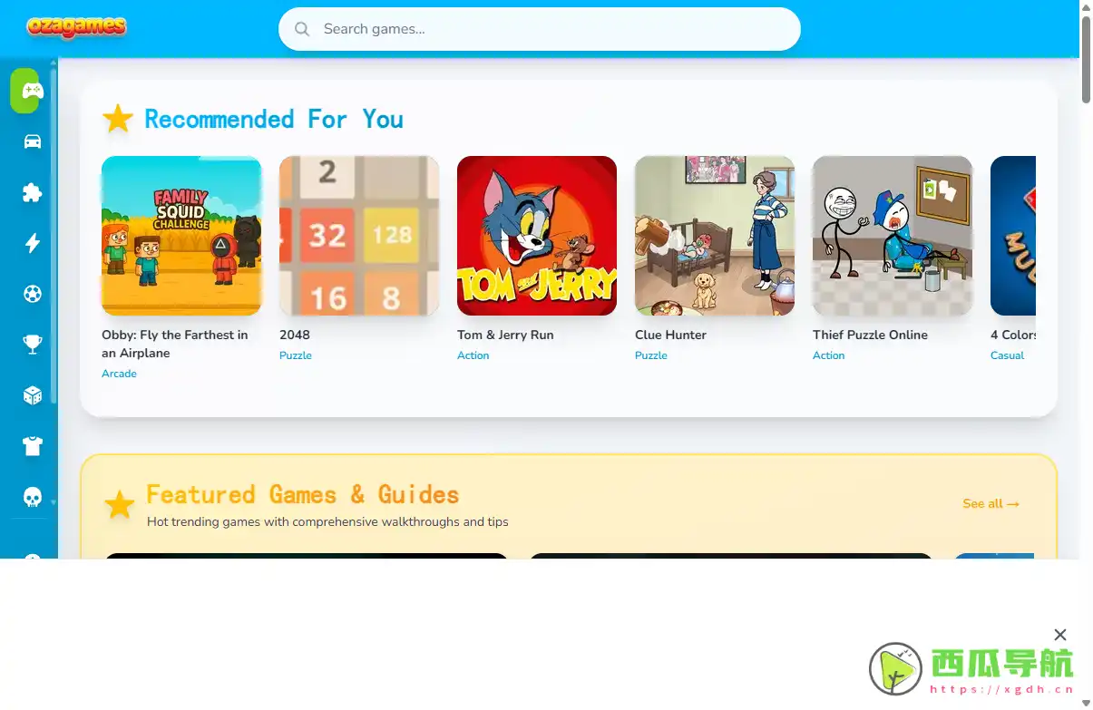 免费在线休闲小游戏平台：OZAGames 即点即玩