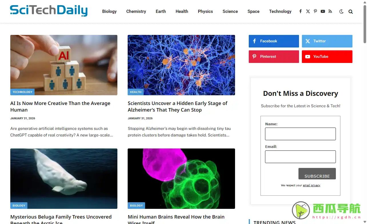 科技与科学前沿资讯平台：SciTechDaily