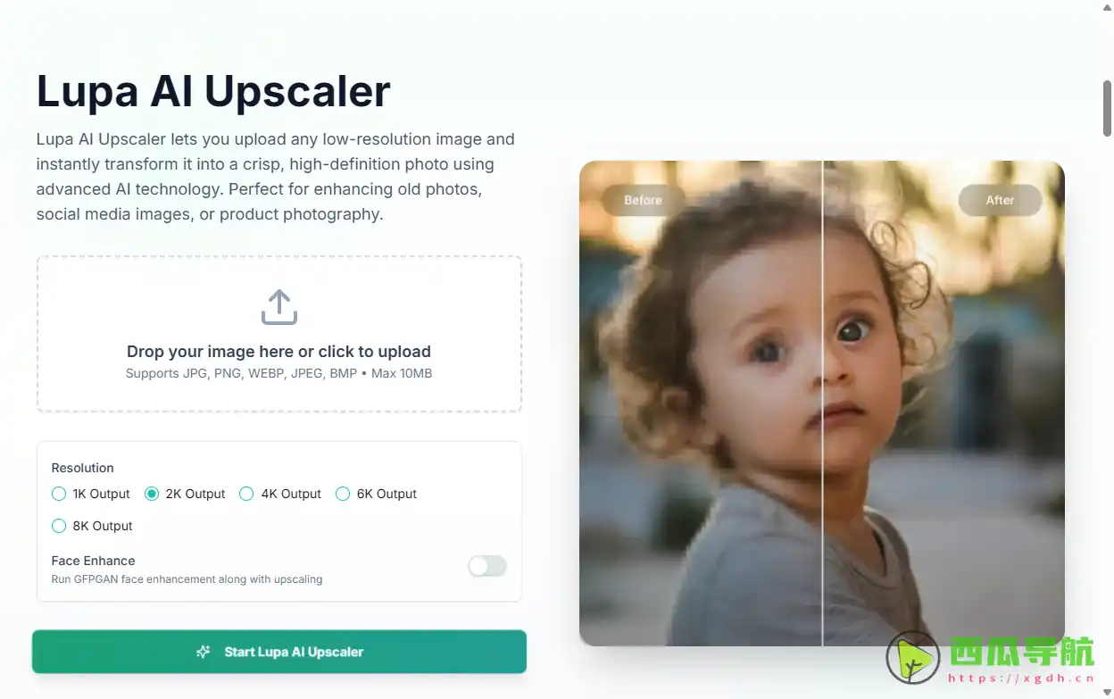 几秒内提升照片清晰度的 AI 图像缩放工具：Lupa AI 图像缩放器