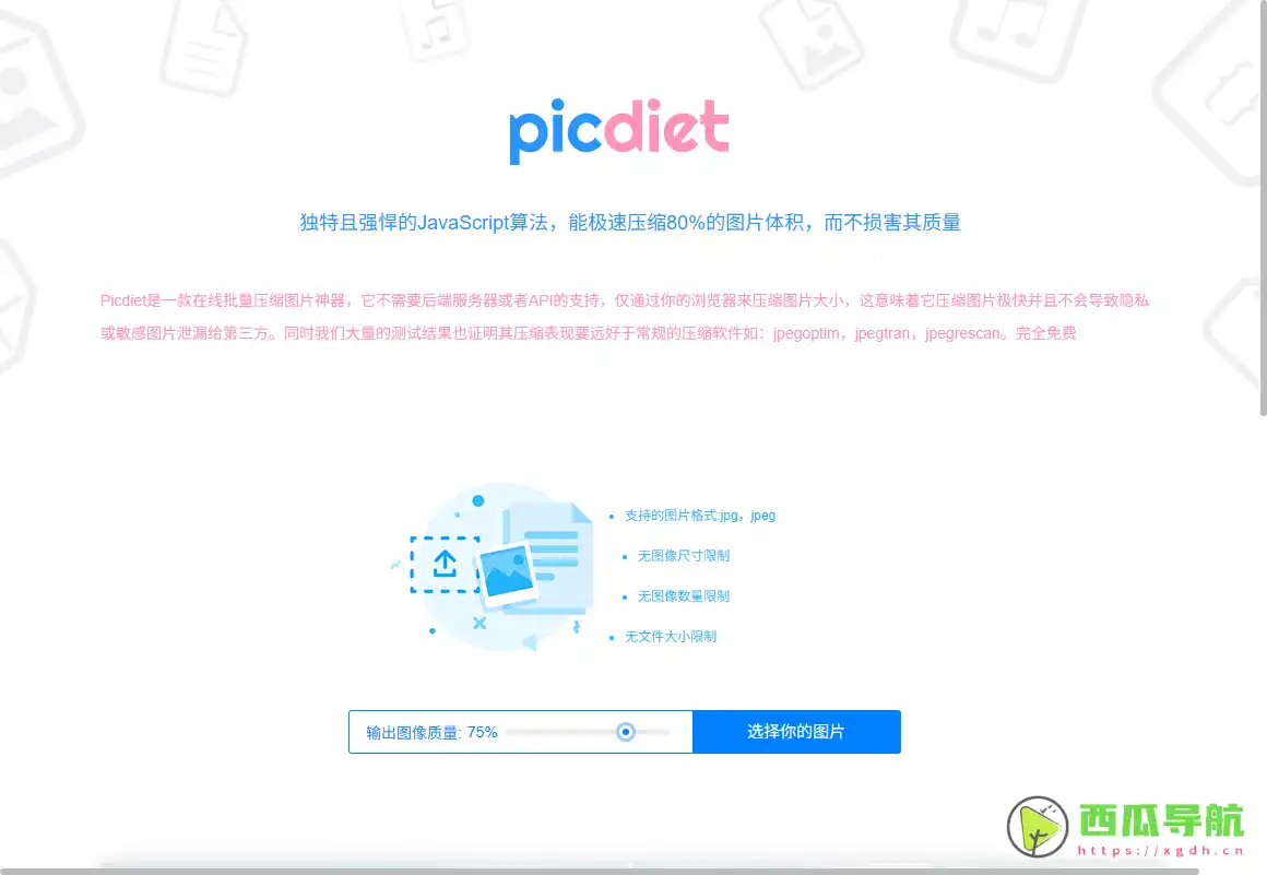 高效安全的在线图片压缩工具：Picdiet显著提升工作和分享效率