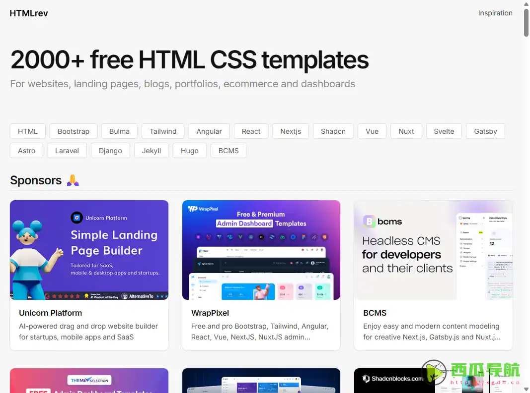 HTMLrev1000 多个免费 HTML 模板库，助力快速搭建网站