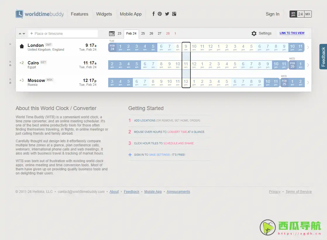 跨时区时间转换与会议安排工具：World Time Buddy (WTB) 高效全球时间管理