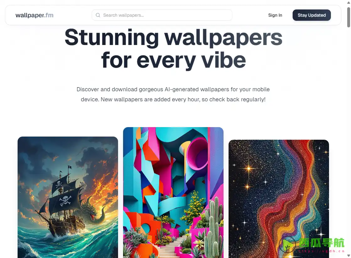 Wallpaper.fm：AI生成高清手机壁纸与每小时更新平台