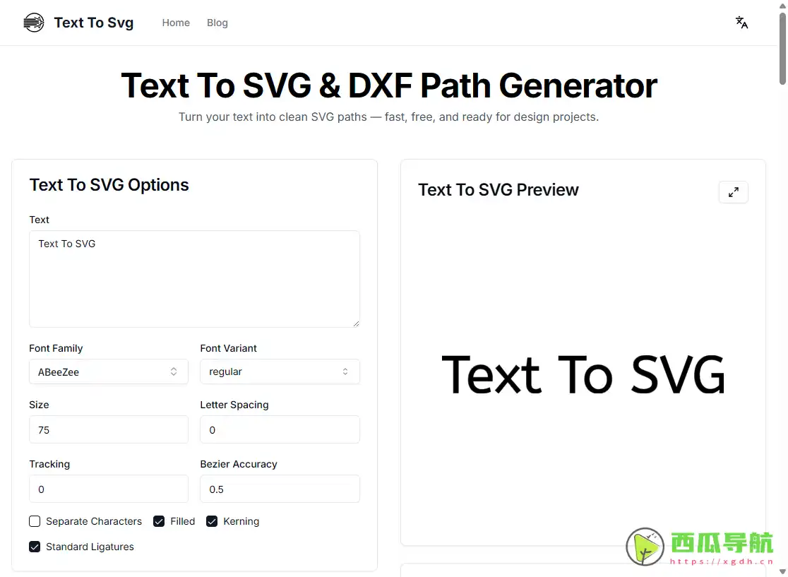 在线文字转SVG与DXF矢量路径生成工具：Text To SVG 免费转换平台