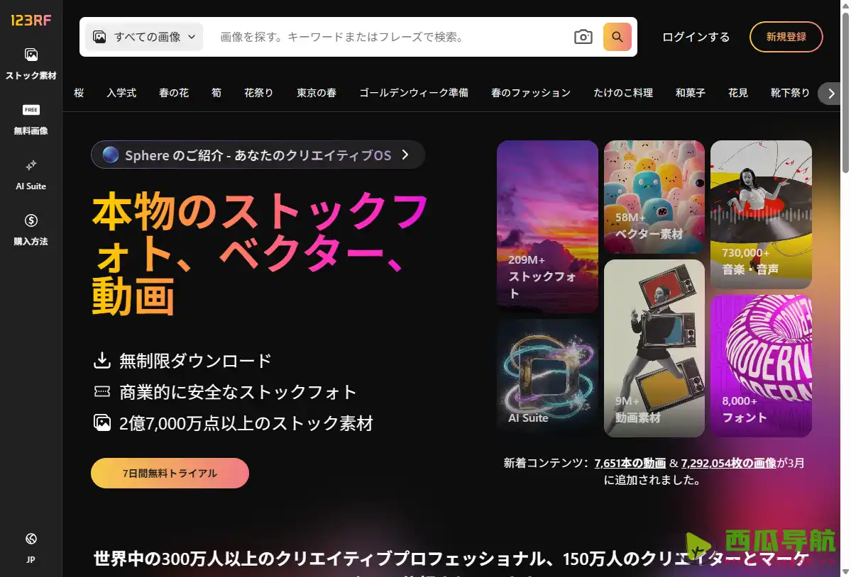 123RF：最大图像平台之一，售出的图片越多，佣金级别越高