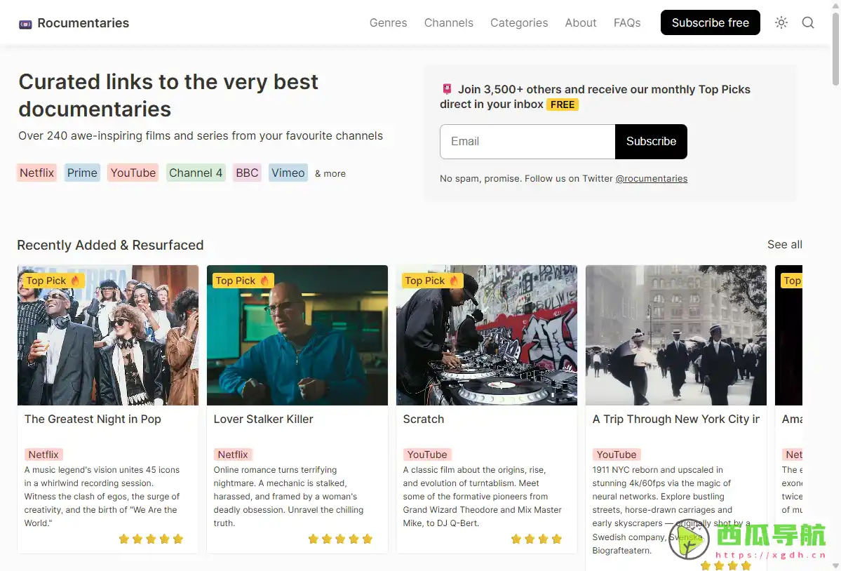 Rocumentaries：发现世界上精彩纪录片的网站