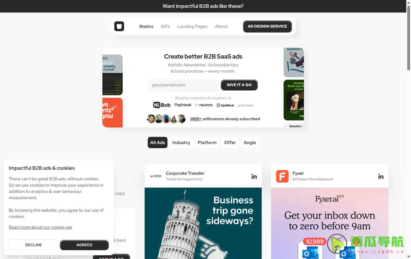 Adfolio：精心挑选的Meta和LinkedIn广告，提供设计和文案灵感