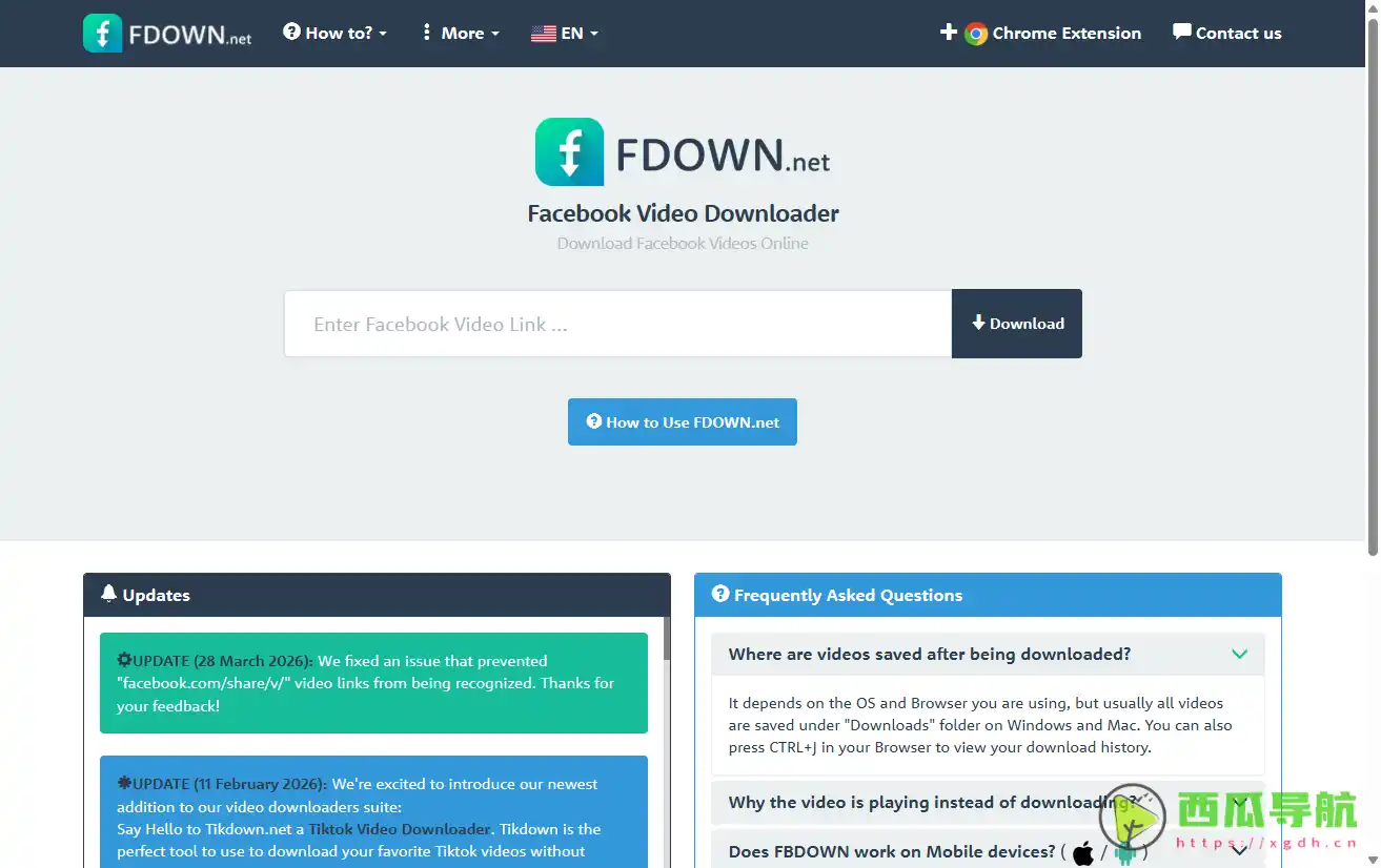 FDOWN：在线免费下载Facebook高清视频的网站